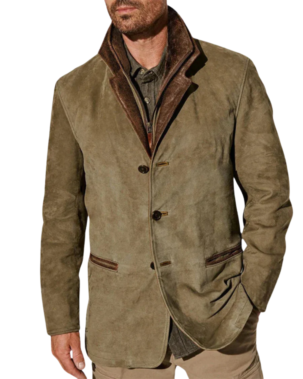 Rover™ – Veste en daim à col contrasté