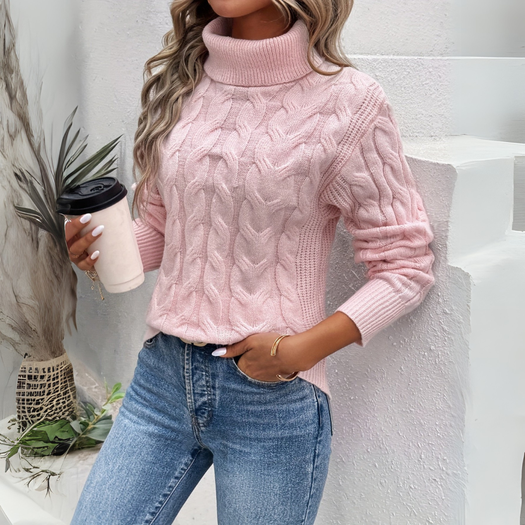 Amelie™ - Pull à col roulé tressé en coton