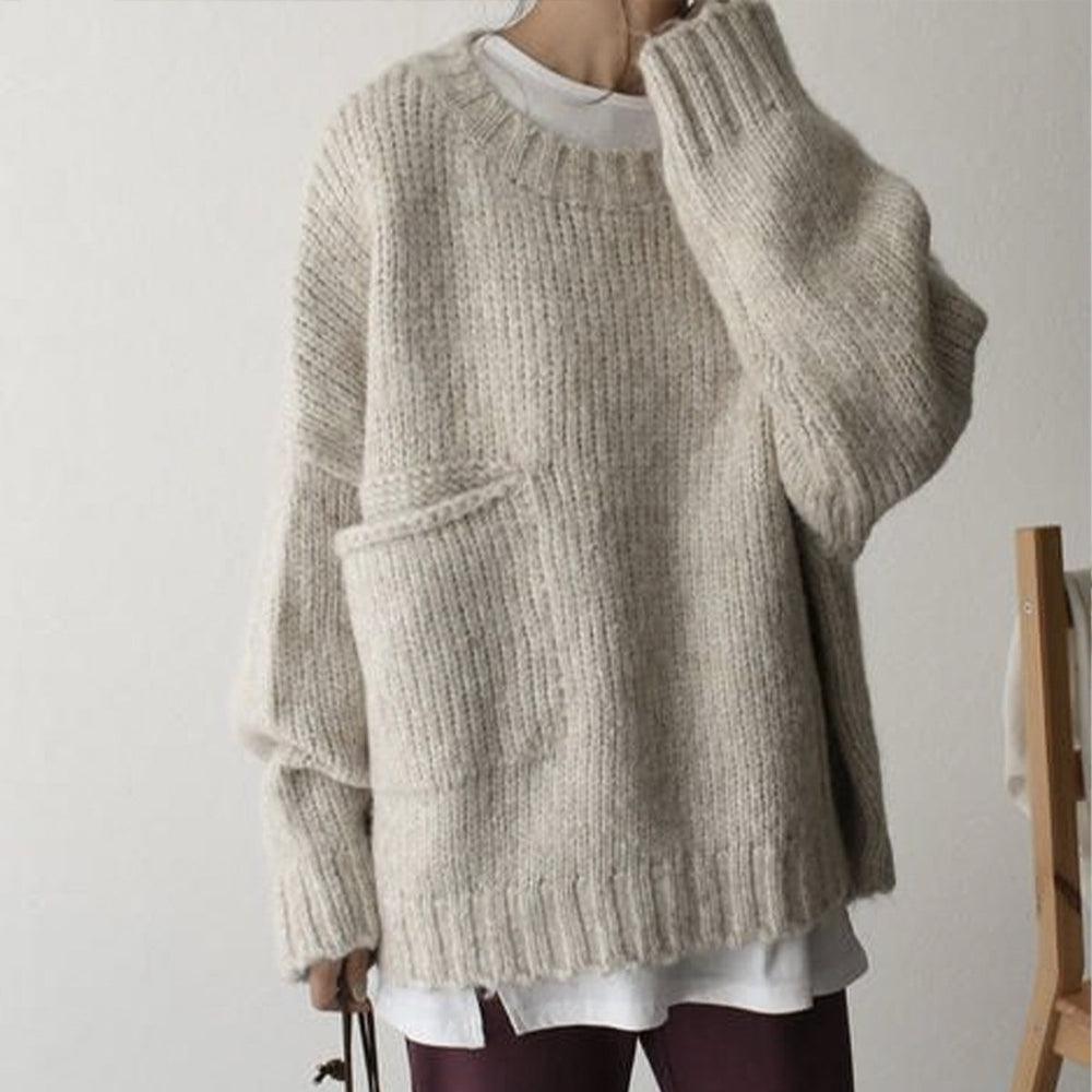 Cléa™ - Pull oversize blanc ivoire en laine