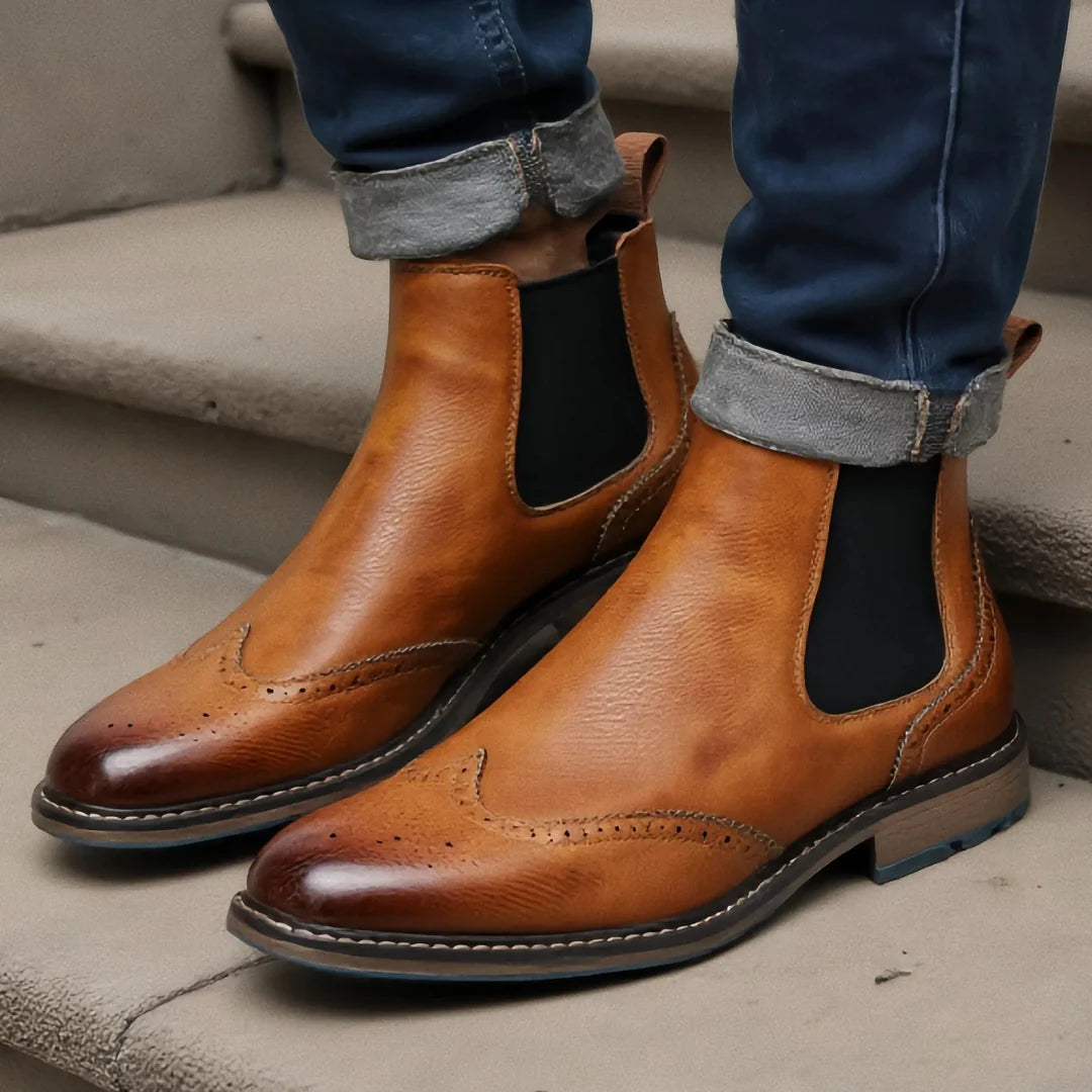 Verona™ - Bottines Chelsea en cuir bout fleuri