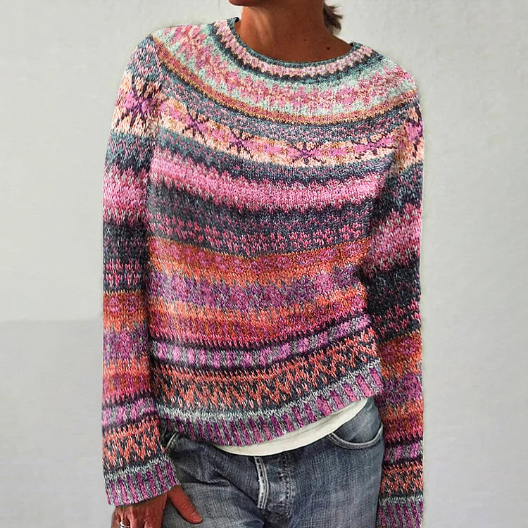 Julia™ - Pull jacquard coloré en laine douce