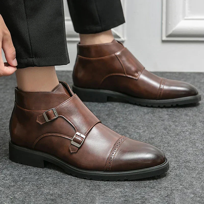 Peter™ - Bottines à double boucle en cuir véritable