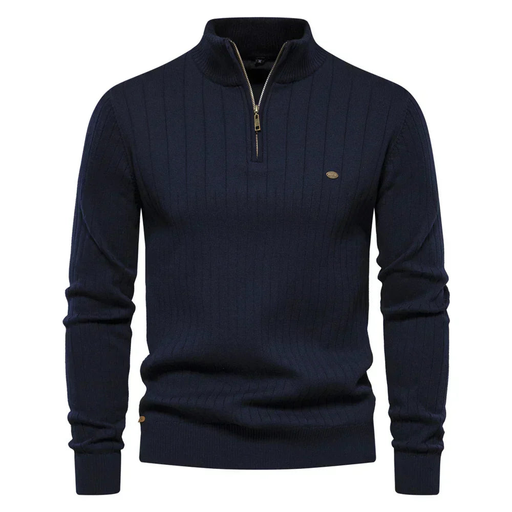 Torino™ – Pull zippé côtelé chic