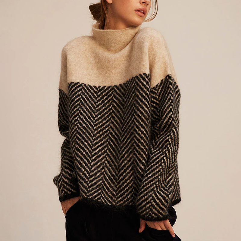 Clarena™ - Pull à col montant motif chevrons