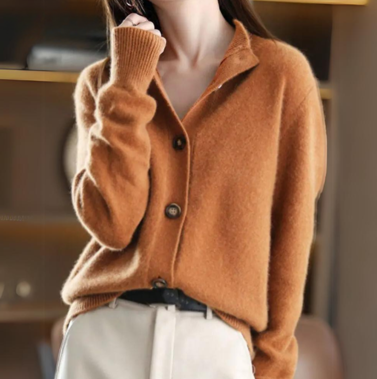 Neva™ - Cardigan en laine douce à col chic