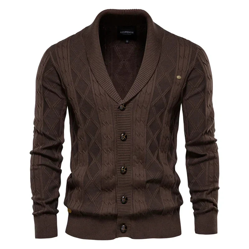 Charles™ - Gilet à col châle en maille torsadée