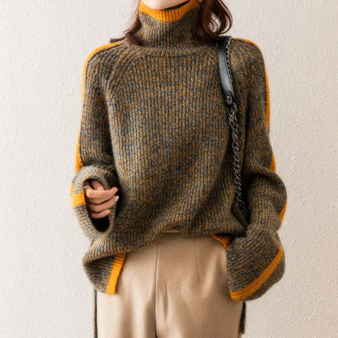 Chamona™ - Pull à col roulé en laine pour femme