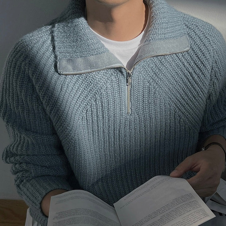 Arnaud™ – Pull zippé turquoise élégant